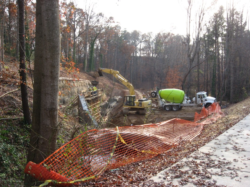 House Creek Trail construction above Lake Boone